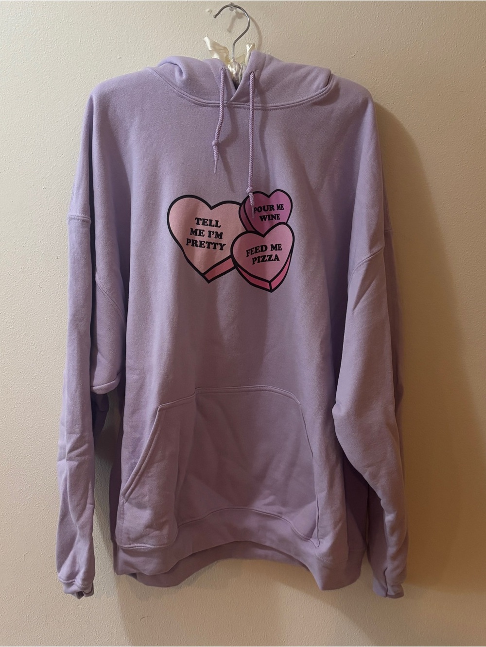 Kittenish Lavender Heart Graphic Hoodie